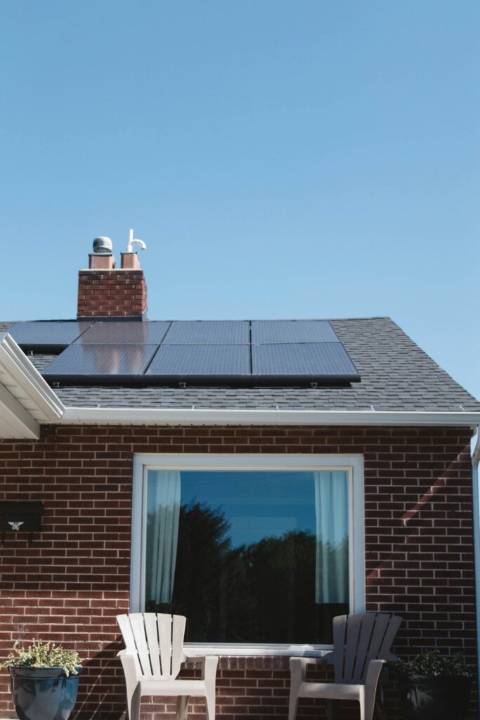 Solar panels installed on a residential house roof