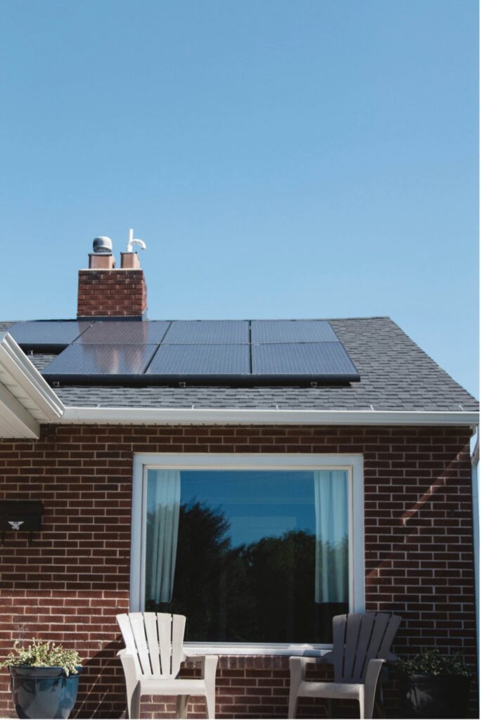Solar panels installed on house roof